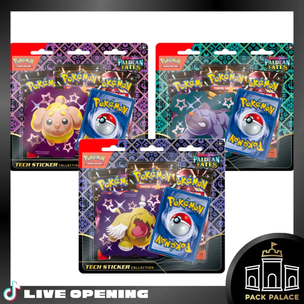 Pokemon Scarlet And Violet 4.5 Paldean Fates Cards Live Opening @Packpalace Tech Sticker Collection